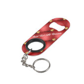 Porte-clé Décapsuleur Diamant Doré Cuir Tufé Votre Nom De Texte Rouge (angle arrière)