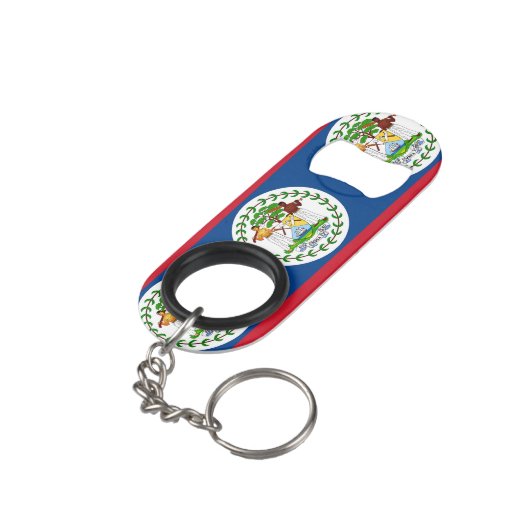 Porte-clé Décapsuleur Drapeau de Belize (angle arrière)