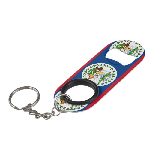 Porte-clé Décapsuleur Drapeau de Belize (Devant Angle)