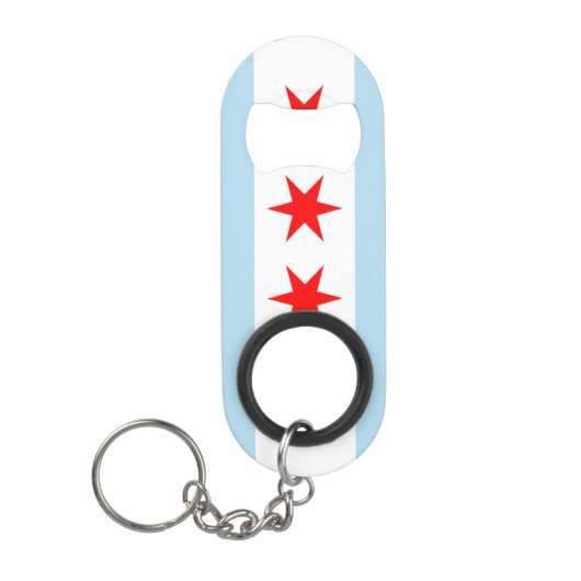 Porte-clé Décapsuleur Drapeau de Chicago (Devant)