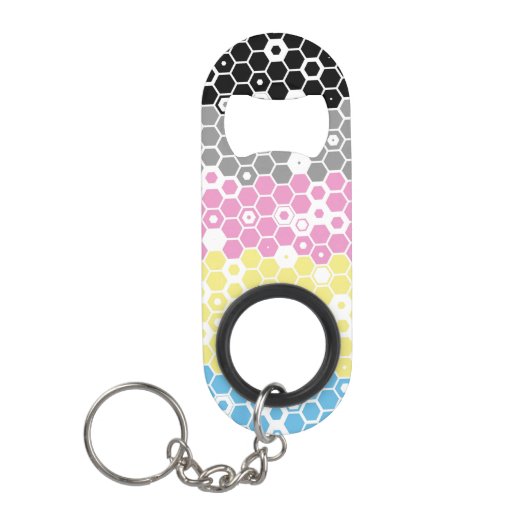 Porte-clé Décapsuleur Drapeau de fierté polygender abstrait géométrique (Devant)