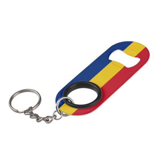 Porte-clé Décapsuleur Drapeau de Roumanie (Devant Angle)