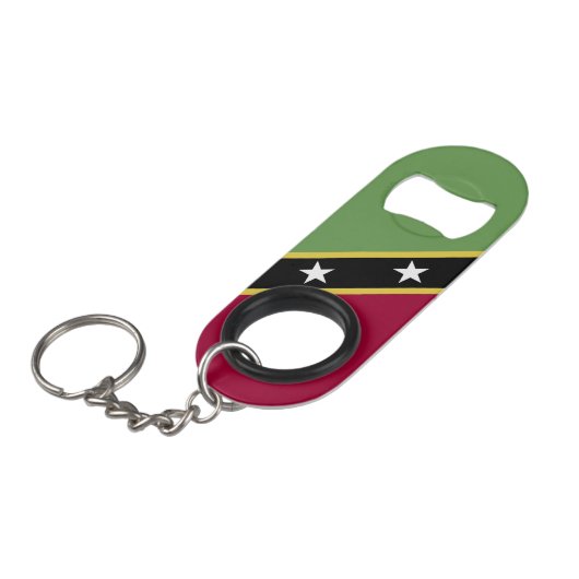 Porte-clé Décapsuleur Drapeau de Saint-Kitts-et-Nevis (Devant Angle)