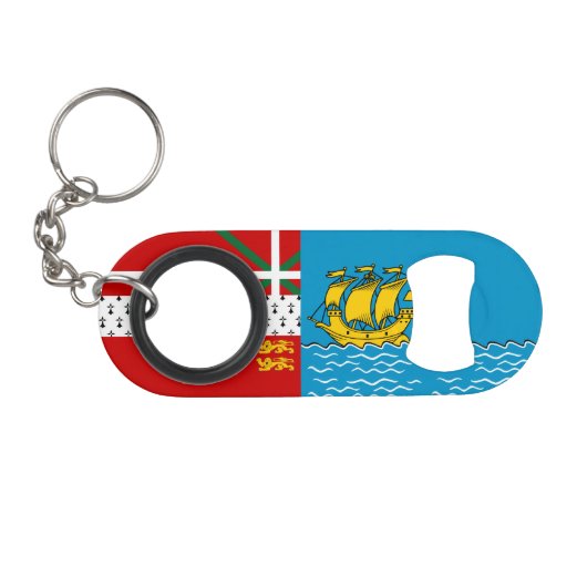 Porte-clé Décapsuleur Drapeau de Saint-Pierre-et-Miquelon (Devant (Horizontal))