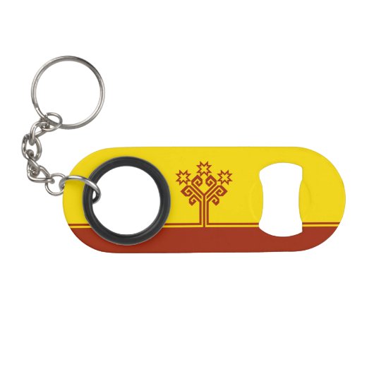 Porte-clé Décapsuleur Drapeau de Tchouvachie (Devant (Horizontal))