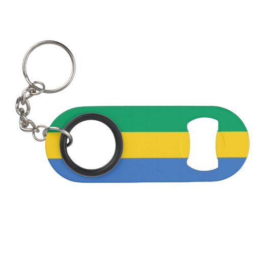 Porte-clé Décapsuleur Drapeau du Gabon (Devant (Horizontal))