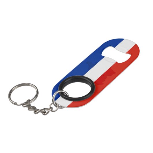 Porte-clé Décapsuleur drapeau français (Devant Angle)