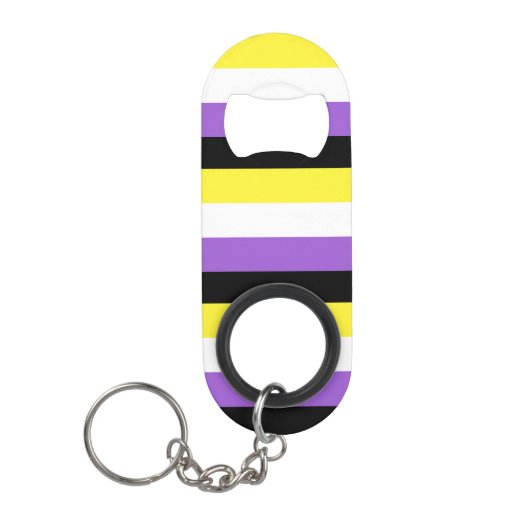 Porte-clé Décapsuleur Drapeau Non Binaire (Devant)