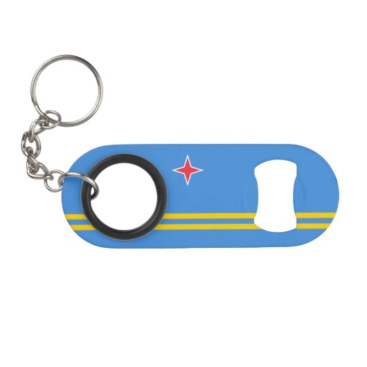 Porte-clé Décapsuleur Drapeau patriotique d'Aruba (Devant (Horizontal))