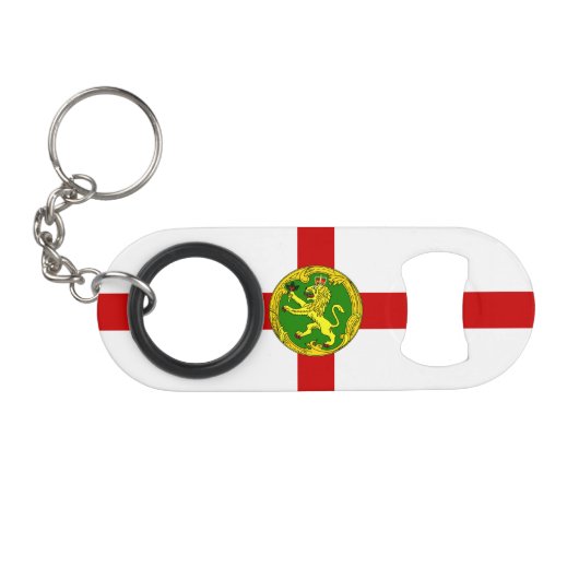 Porte-clé Décapsuleur Drapeau patriotique d'Aurigny (Devant (Horizontal))
