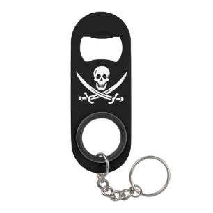 Porte-clé Décapsuleur Drapeau pirate crâne épées croisées