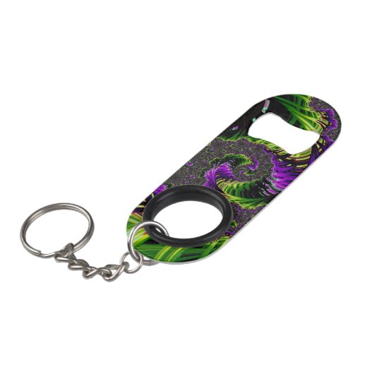 Porte-clé Décapsuleur Eclectique Psychédélique Spirale Fractale Art Abst (Devant Angle)