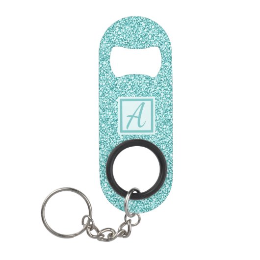 Porte-clé Décapsuleur Étincelle bleue Monogramme personnalisée (Devant)