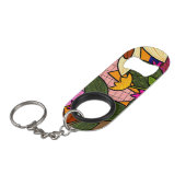 Porte-clé Décapsuleur feuilles tropicaux Abstraits et fleurs (Devant Angle)