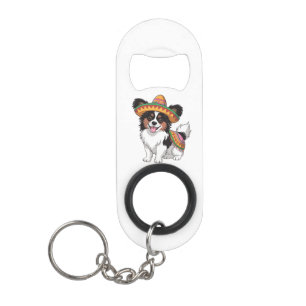 Porte-clé Décapsuleur Fiesta Papillon Chien portant Sombrero et Sarape