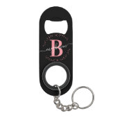 Porte-clé Décapsuleur Fille tendance rose noir de nom Script Monogramme (Dos)
