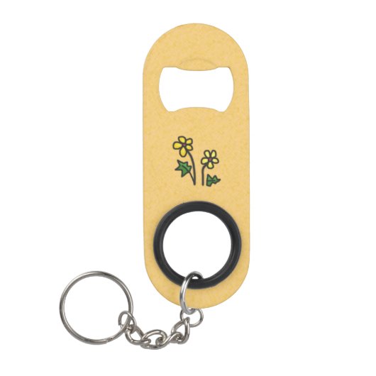 Porte-clé Décapsuleur Fleurs douces Jaune (Devant)