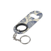 Porte-clé Décapsuleur Flore d'impression florale de fleurs bleues antiqu (angle arrière)