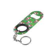 Porte-clé Décapsuleur Football de Santa Hat sur Vert (angle arrière)