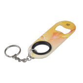 Porte-clé Décapsuleur Fuchsia orange d'or jaune de marbre d'aquarelle de (Devant Angle)