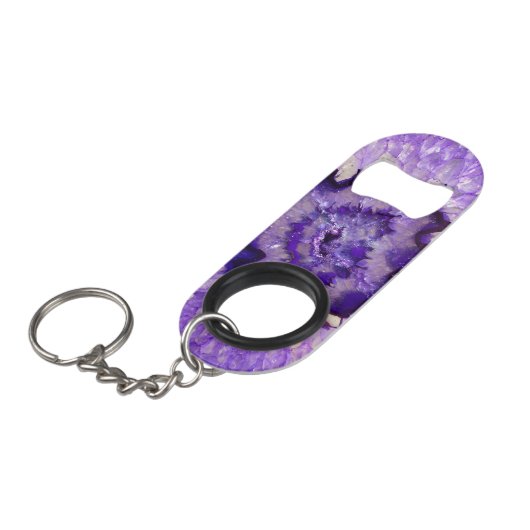 Porte-clé Décapsuleur Géode d'âge violet de plumes (Devant Angle)