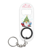Porte-clé Décapsuleur Gnome mignonne avec arbre de Noël Casquette et cad (Devant)