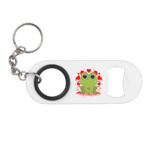 Porte-clé Décapsuleur Grenouille Mignonne Kawaii Cœurs XOXO Thème Amour