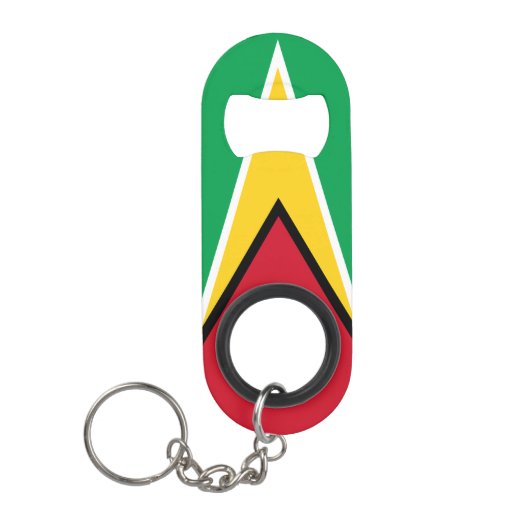 Porte-clé Décapsuleur Guyana Drapeau Rouge Vert Jaune Noir Blanc Patriot (Devant)
