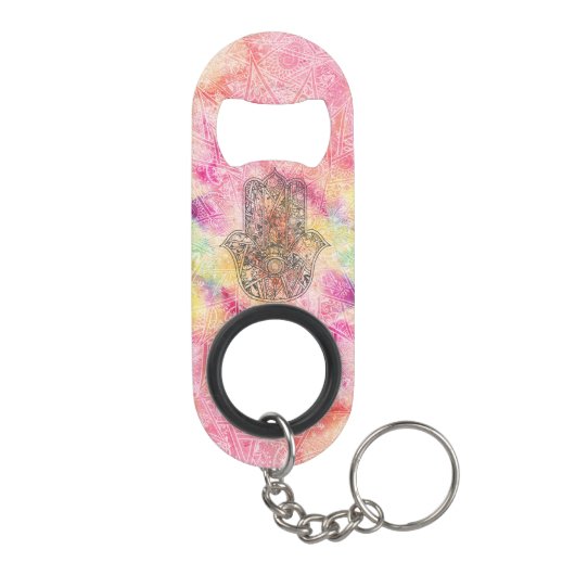 Porte-clé Décapsuleur HAMSA Main Fatima symbole amulet Henné floral (Dos)