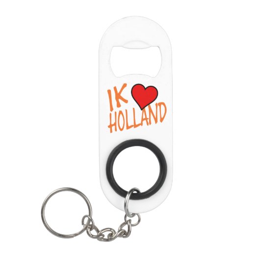 Porte-clé Décapsuleur Ik Heart Holland ou sur le bouchon en poids (Devant)