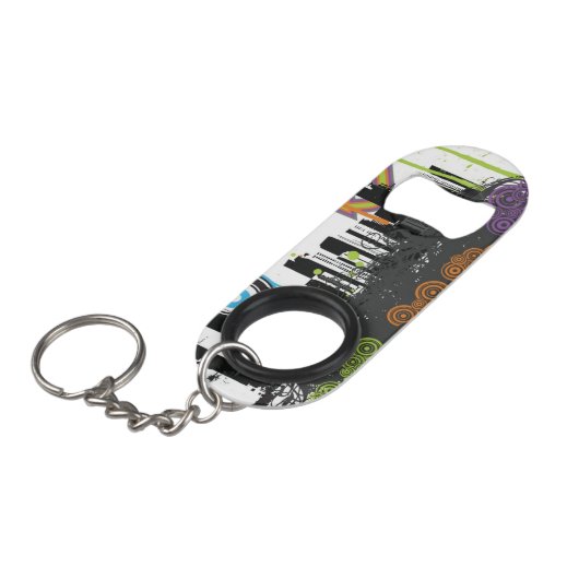 Porte-clé Décapsuleur Illustration d'un paysage urbain sale (Devant Angle)