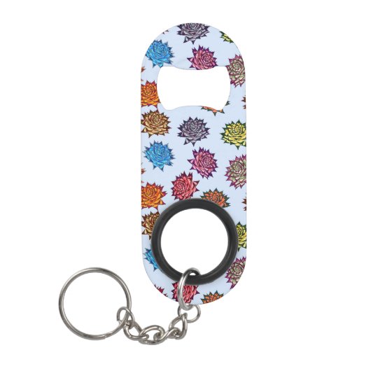 Porte-clé Décapsuleur Impression Rose pointillée, Modèle Floral Moderne (Devant)
