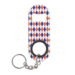 Porte-clé Décapsuleur Jacquard orange et bleu diamant