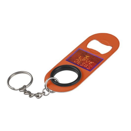 Porte-clé Décapsuleur J'Aime Jesus Mini Bouteille Ouverture Avec Porte - (Devant Angle)