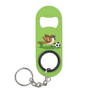 Porte-clé Décapsuleur Joli Dessin De Caricature Sparrow Jouer Au Footbal