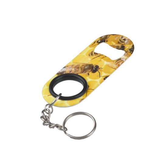 Porte-clé Décapsuleur Les abeilles sur Honeycomb (angle arrière)