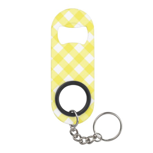 Porte-clé Décapsuleur Light Yellow Classic Gingham Pattern Monogram (Dos)