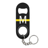 Porte-clé Décapsuleur Ligne jaune mince monogramme d'expéditeur (Dos)