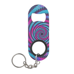 Porte-clé Décapsuleur Magenta et cyan spirale