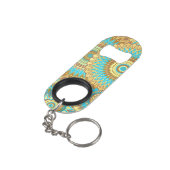 Porte-clé Décapsuleur Mandala superposé bleu marron or (angle arrière)