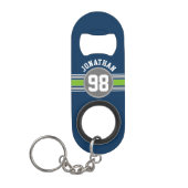 Porte-clé Décapsuleur Marine bleu Green Sports Jersey Grandes Nom Numéro (Devant)