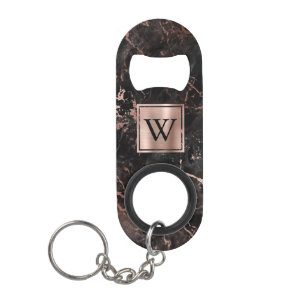Porte-clé Décapsuleur Marque élégante Rose Or Marbre Monogramme