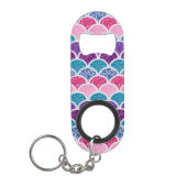 Porte-clé Décapsuleur mignonette aqua rose turquoise mauve écailles (Devant)