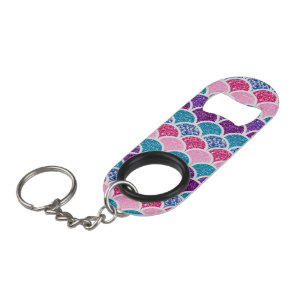 Porte-clé Décapsuleur mignonette aqua rose turquoise mauve écailles