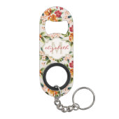 Porte-clé Décapsuleur Modèle floral chic avec nom de monogramme (Dos)