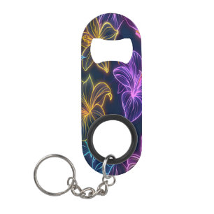 Porte-clé Décapsuleur Modèle floral de néon dynamique sur Arrière - plan