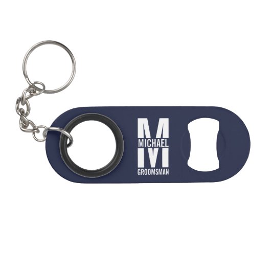 Porte-clé Décapsuleur Modern Personalized Groomsmen Monogram and Name (Devant (Horizontal))