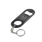 Porte-clé Décapsuleur Moderne élégant monogramme initial bois noir (angle arrière)