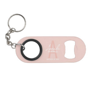 Porte-clé Décapsuleur Moderne Monogramme et Nom Personnalisés de Demoise