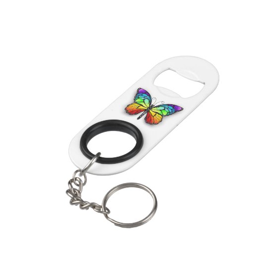 Porte-clé Décapsuleur Monarque papillon arc-en-ciel (angle arrière)